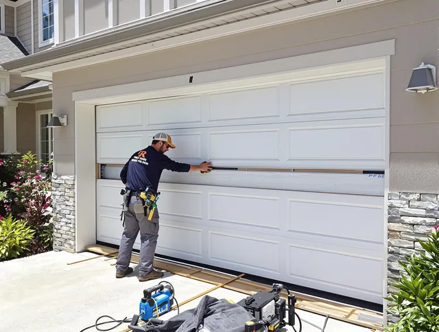 Parma Heights Garage Door Repair team performing complete garage door replacement at Parma Heights residence